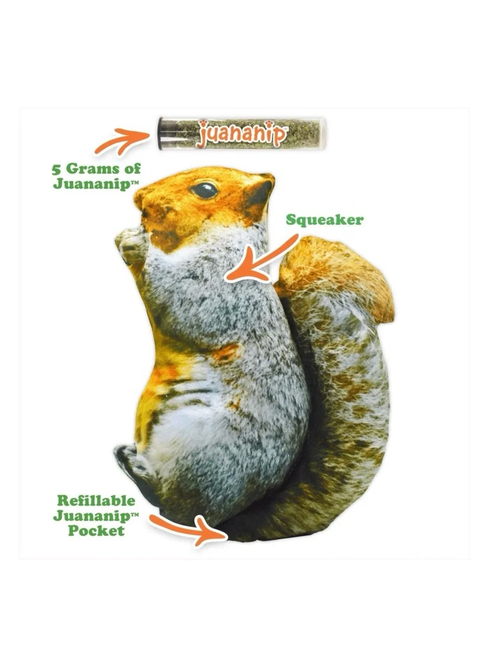 Naturally Calming Squirrel Refillable Juananip Toy -